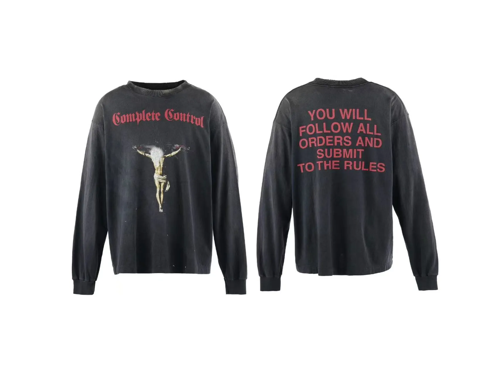 Spot ST439 style washed gray P158 SAINT MICHAEL Kosuke Kawamura 25SS distressed washed long-sleeved T-shirt size S-M-L-XL